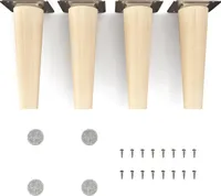 4x sossai® Holzfüße rund - gerade Ausführung 15cm Buche Naturbelassen