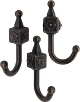 'FUXXER® - 3x Massive Eisen-Haken, Garderoben-Haken, Handtuch-Haken, Kleider-Haken Eisen-Haken bronze'