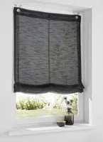 Raffrollo Ösenrollo Celtic anthrazit. Einfarbig, Uni. Leinenoptik. Montage ohne Bohren, mit Fensterhaken 80 x 140 cm