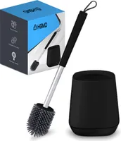 HGMD Toilettenbürste Silikon mit Halter - Schwarz - Toilettenbürste - Toilettenbürstenhalter - Schnell trocknend, robust und hygienisch