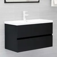 vidaXL Waschbeckenunterschrank Schwarz 80x38,5x45 cm Holzwerkstoff
