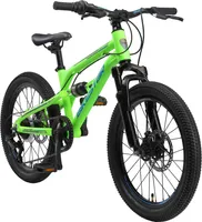 BIKESTAR Alu Kinder Jugend Mountainbike Vollgefedert, 7 Gang Shimano, 20 Zoll ab 6 - 7 Jahre | Fully MTB Scheibenbremse | Grün