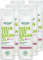 alkmene Mein Teebaumöl Anti Schuppen Shampoo 6x 200 ml weniger Schuppen in 2 Wochen, vegan, klimaneutral, gegen Schuppen