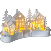 Retlux RXL 407, dekoracja świąteczna wioska białe drewno, 6 diod LED