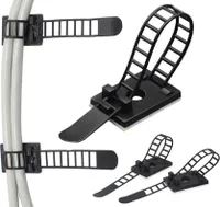 5er Pack Selbstklebende Kabelbinder in schwarz - Verstellbare Kabelhalter - Kabelschellen Kabelklemme - Kabelbefestigung für Auto, Büro, Zuhause, Garage - Kabelclip mit Klebepad - Kabelführung