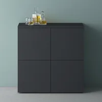 Mai & Mai Möbel Kommode Aufbewahrungsschrank mit 4 Türen in Anthrazit matt Sideboard Schrank Mehrzweckschrank BTH: 76x36,4x74cm Schrank04