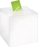 Losbox / Aktionsbox 300x300x300mm opal, aus Acrylglas / Spendenbox / Einwurfbox / Gewinnspielbox / Wahlurne / Acryl / Opal / undurchsichtig / milchig / Milchglas- Zeigis®