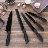 Excellent Houseware 5-tlg. Küchenmesser-Set Stahl Schwarz