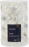 Weihnachtskugeln Glas 3,5cm 16 Stück - Klar irisierend