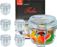 6er Set Einmachglas Bügelverschluss Original Fido 0,125L Vorratsgläser incl. Bormioli Rezeptheft
