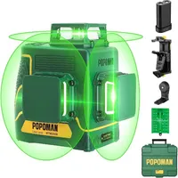 POPOMAN Profi Laser Wasserwaage Kreuzlinienlaser,  3x360° 45m Akku