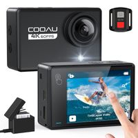 COOAU Action Cam Wasserdicht 24MP 4K60fps Touchscreen WiFi Action Kamera 6-Achsen-Anti-Shake-EIS, Unterwasserkamera verstellbares externes Mikrofon