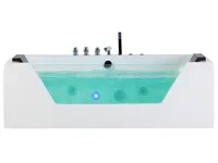 BELIANI Whirlpool-Badewanne Weiß 150 x 71 cm Sanitäracryl LED Beleuchtung Modern