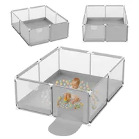 TULANO Cozy 25 | Laufgitter für Baby Kleinkinder Krabbelgitter Laufstall | Indoor Outdoor | Reißverschluss | Atmungsaktivem Netz | 150x180cm | Grau
