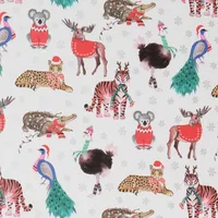 Geschenkpapier Zoo Weihnachtstiere Motiv 70cm x 2m Rolle bunt
