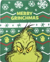 The Grinch Fleecedecke - Merry Grinchmas Kuscheldecke flauschige Wohndecke Sofadecke Grün 130 x 170 cm