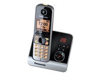 Panasonic KX-TG6721GB Schnurlostelefon mit Anrufbeantworter, Farbe: Schwarz/Silber