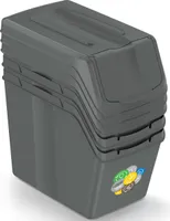 Sada 3 odpadkových košů SORTIBOX I šedý kámen, objem 3x20L