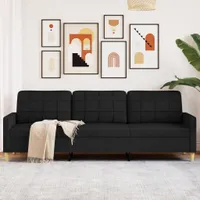 Möbel 3-Sitzer-Sofa Schwarz 210 cm Stoff - Klassische Sofas 4007418