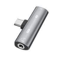 INF USB-C-zu-3,5-mm-Adapter für Kopfhörer und Ladegerät Grau