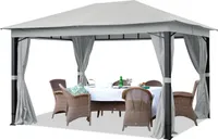 Gartenpavillon 3x4 m ALU Premium ca. 220 g/m² Dachplane wasserdichter Pavillon mit 4 Seitenteilen Gartenzelt in grau