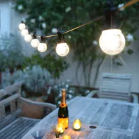 13M Superhelle LED Glühbirnen Lichterkette Innen Außen IP65 Wasserdicht Outdoor Garten Party Hochzeit Beleuchtung Deko, EU Stecker, Warmweiß 20x Transparente Glühbirne