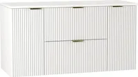 WENA Skříňka pod umyvadlo se 2 dveřmi a 2 zásuvkami 120 cm, žebrovaná čela, kovové úchytky ve zlaté barvě (barva: bílá)