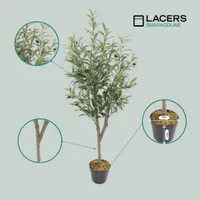 Lacers SMARAGDLINE künstliche Olivenbaum im Topf 120cm - Dekoration / realistische Optik, Kunstpflanze groß für Wohnzimmer, Balkon und Büroräume
