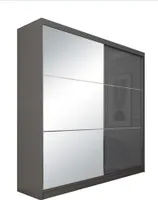 BEAUTYSOFA Schrank mit Schwebetüren VIVA 200cm - Kleiderschrank mit Schubkasteneinsätze & Kleiderstangen (Graphit)