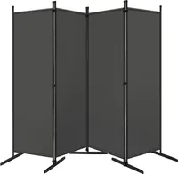 WOLTU Paravent, Raumteiler klappbar freistehend Sichtschutz, Trennwand 4 teilig, Stellwand für innen Outdoor Garten Balkon Terrasse, Raumtrenner Dunkelgrau,223x177 cm