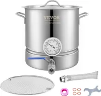 VEVOR systém na varenie piva 18.92 L pivovarská súprava na varenie piva 280 x 290 mm, systémy na varenie piva z nehrdzavejúcej ocele s dvojitým teplotným displejom a flitrom, vhodné pre pivá, červené vína atď.