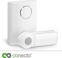 conecto CC50230 Funktürklingel Türklingel Funkklingel - Set inkl. Sender/Funk-Taster  u. Empfänger/Klingel (bis 100m Reichweite, 36 Klingeltöne/Melodien, kabellos, wireless, batteriebetrieben, IP44) weiß
