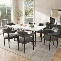 Flieks Esszimmerstühle 6er Sets mit Samtbezug, Küchenstuhl Polsterstuhl mit Metallbeinen, Arbeitsstuhl Wohnzimmerstuhl Armlehnstuhl, Grau