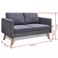 vidaXL Sofa 2-osobowa tkanina ciemnoszara