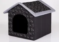 PillowPrim búda pre psov jaskyňa pre psov pelech pre psov domček pre mačky jaskyňa pre psov mittle M - 44x38 cm čierna so psami