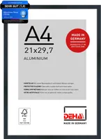 DEHA Design Aluminium Bilderrahmen Tribeca, 21x29,7 cm (A4), Struktur Schwarz Matt