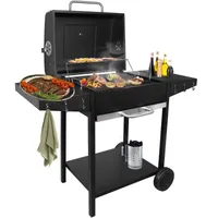 SunJas Holzkohlegrill CA-6146 Grillwagen Temperaturanzeige Gartengrill Seitenablage Kompakt Holzkohlegrill Grillfläche: ca. 42 x 50 cm Kohlegrill