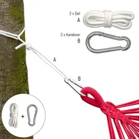 Hängematten Befestigung bis 160kg - mit Karabiner und Seilen