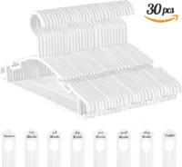Kleiderbügel Kinderkleiderbügel 30 Stk. Baby Kleiderbügel Hangers Aufbewahrung Kleiderbuegel für baby overall winter, 8 Kleiderschrank Teiler Weiß