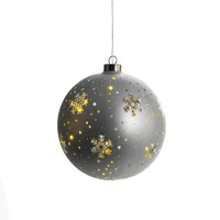 LED Deko Kugel aus Glas mit Draht-Lichterkette als Beleuchtung zum Hängen oder Hinstellen | ideal zu Weihnachten | batteriebetrieben | verschiedene Modelle (silber-grau)