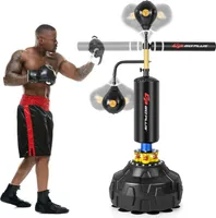 GOPLUS Standboxsack, Boxsack freistehend mit 2 Punchingbällen, Reflexstange & Saugfuß, 167-201cm höhenverstellbarer Boxing Trainer für Erwachsene & Jugendliche, für Muay Thai MMA Training
