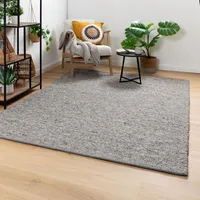 Steffensmeier Handweb Teppich Nellenberg | Schurwolle | Grau, handgewebt, Größe: 200x240 cm Wohnzimmer und Schlafzimmer