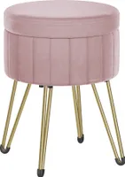 SONGMICS Sitzhocker, Hocker mit Stauraum, Samt Schminkhocker, runder Sitzhocker, 39 cm d, 44,4 cm H, 4 Metallbeine, für Ankleidezimmer, Wohnzimmer