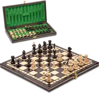 Schachspiel Schach Schachbrett Holz hochwertig 35 cm - Chess Board Set klappbar mit Schachfiguren groß für Kinder und Erwachsene
