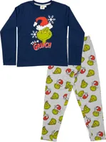 The Grinch Schlafanzug für Mädchen und Jungen - Kinder Pyjama Set Langarm Oberteil mit Hose Blau/Grau, Größe:98-104