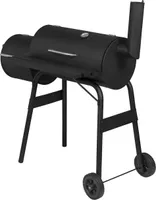 WOLTU Holzkohlegrillwagen Barbecue Smoker Grillwagen 2 Kammern Standgrill mit Transporträder 115 * 53 * 114cm, BBQ Grill für Camping Garten, Schwarz