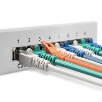 kwmobile 8 Port Patchpanel Cat6 Verteiler - Verteilerfeld Patchfeld Cat 6 Kabel mit Erdungskabel - inkl. Schrauben Dübel für Wandmontage - Grau