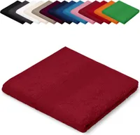 Saunatuch XXL 100x200 cm Saunalaken Strandtuch Saunahandtuch 100% Baumwolle Badelaken, Farbe: Bordeaux