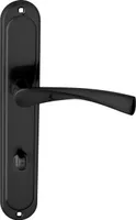 DOMINO Türgriff 78 Drückergarnitur WC - Badezimmer Set | Links & Rechts Türbeschlag für WC/Badezimmertüren | L-Form | Türbeschläge aus Aluminium |Schwarz Türdrückergarnitur|ROMANA BLACK