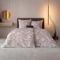 Estella Interlock Jersey Bettwäsche Frida 6348-820 Blumen Grau 135x200